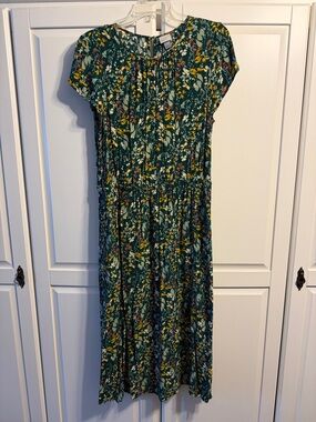 a new day Green Floral Midi Dress with Short Sleeves